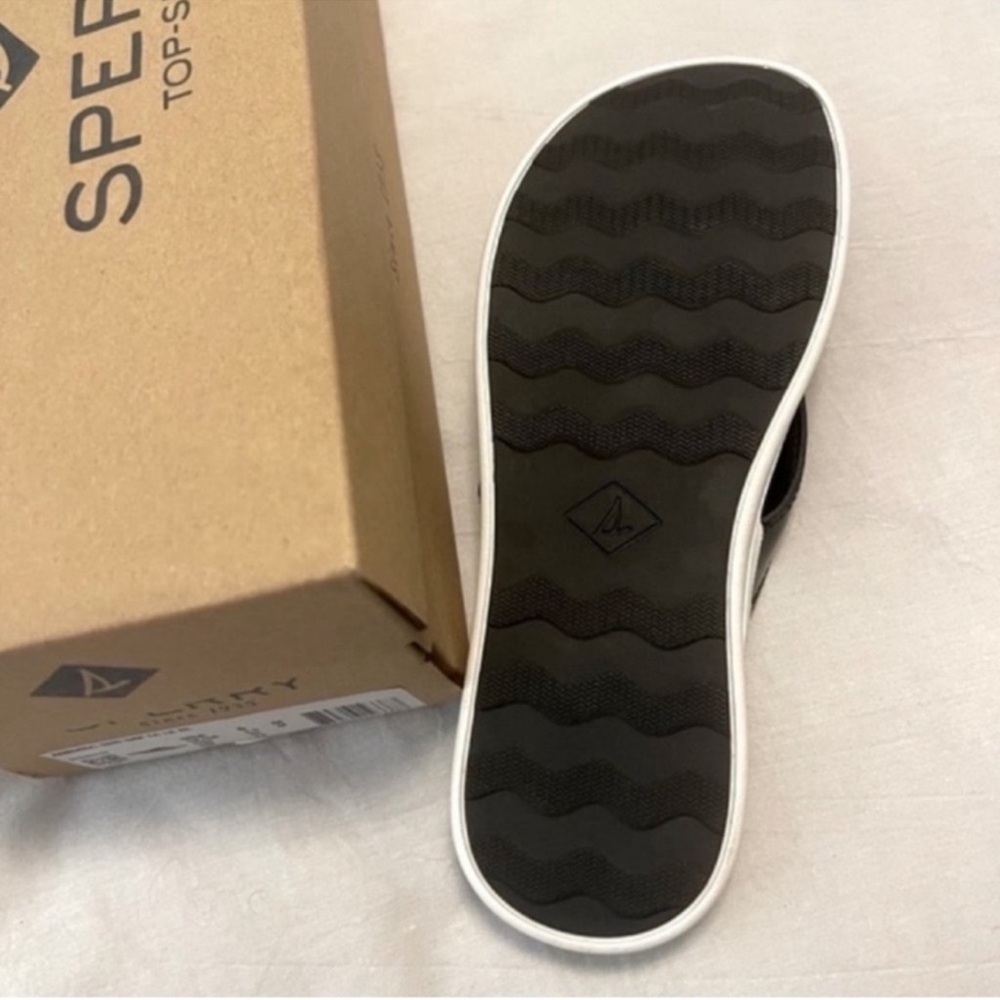 NEW Sperry Adriatic Leather Sandals Skip Lace Flip Flops Black Size 6 - Picture 9 of 11